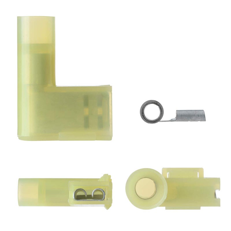 XHF 90 Degree 12-10 AWG Flag Shaped Right Angle Spade Connectors Terminals Nylon Fully Insulated Quick Crimp Wire Connectors 50 Pcs - Image 3